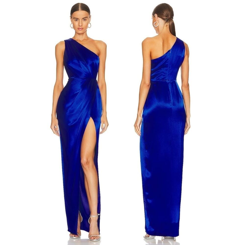 Sau Lee Preston Gown Maxi Dress Satin Formal Classy Party Gala Prom Hoco Blue 4